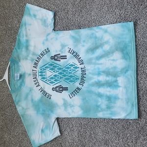 Teal tie dye sexual assault awareness tee